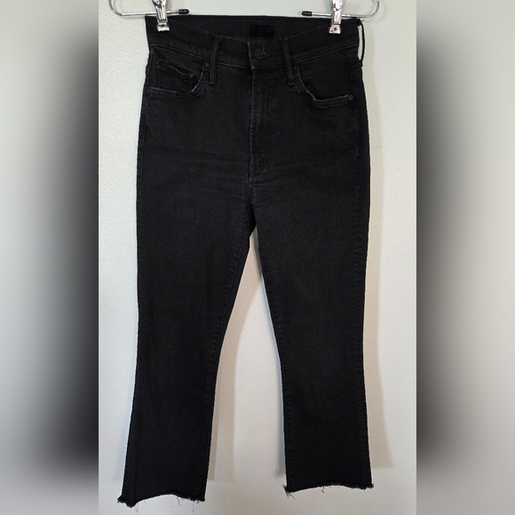 Mother Black Insider Crop Step Fray Jeans Size 26 - Picture 1 of 8